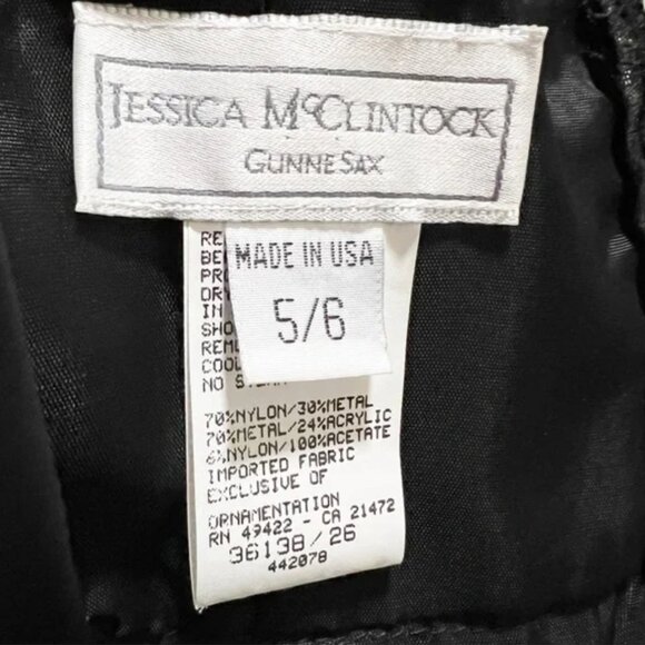 Vtg Jessica McClintock Gunne Sax Metallic Foil Dress - Picture 9 of 10